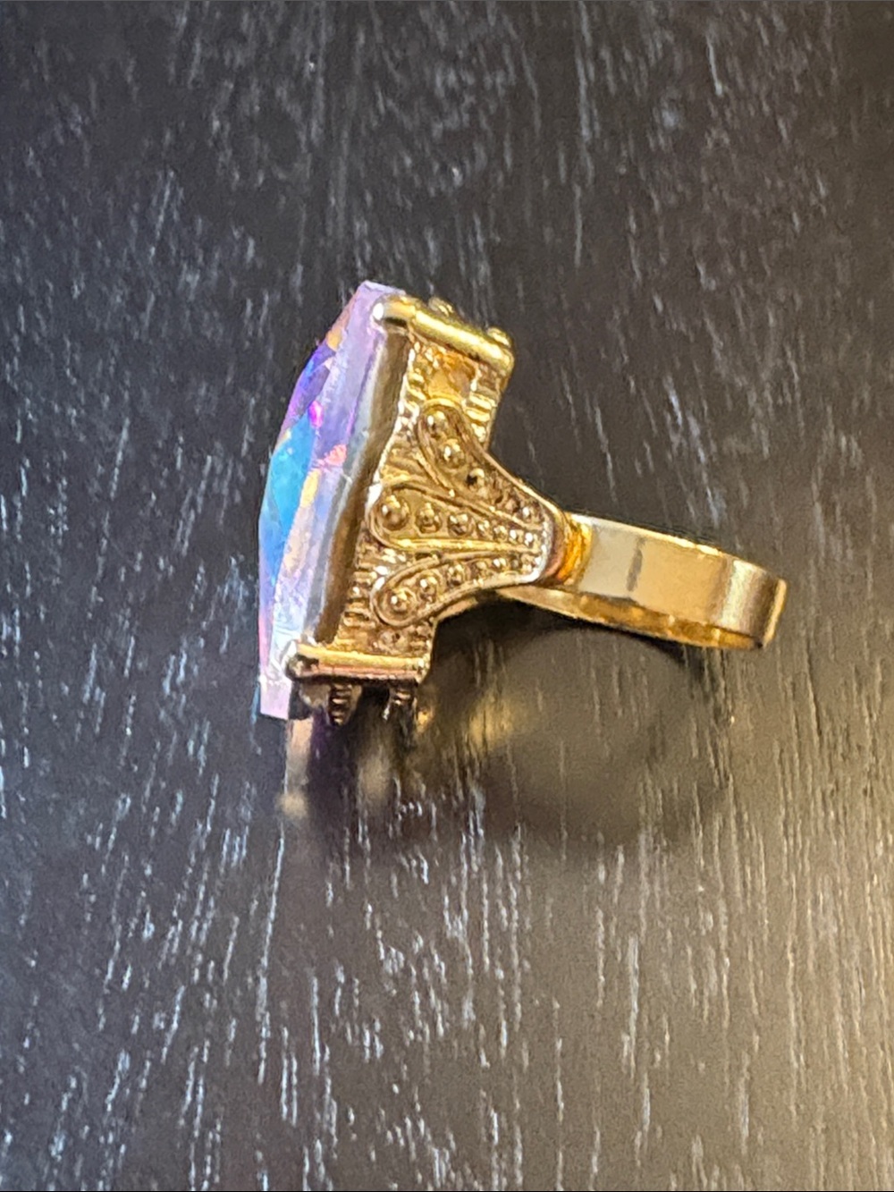 Iridescent Heart Prism Ring - Multicolor Crystal View 6